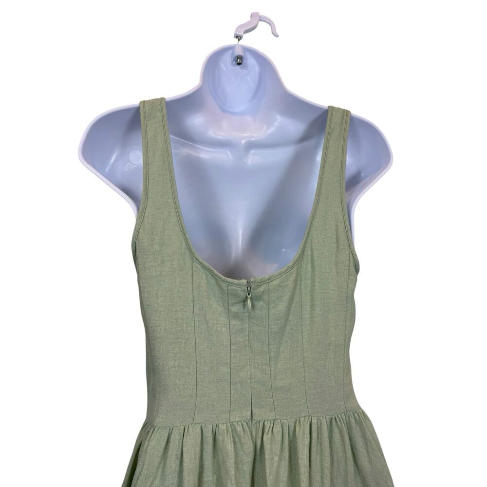 Christian Lacroix Dress Womens 4 Sage Green Linen Feminine Romantic Cottagecore - Picture 5 of 12